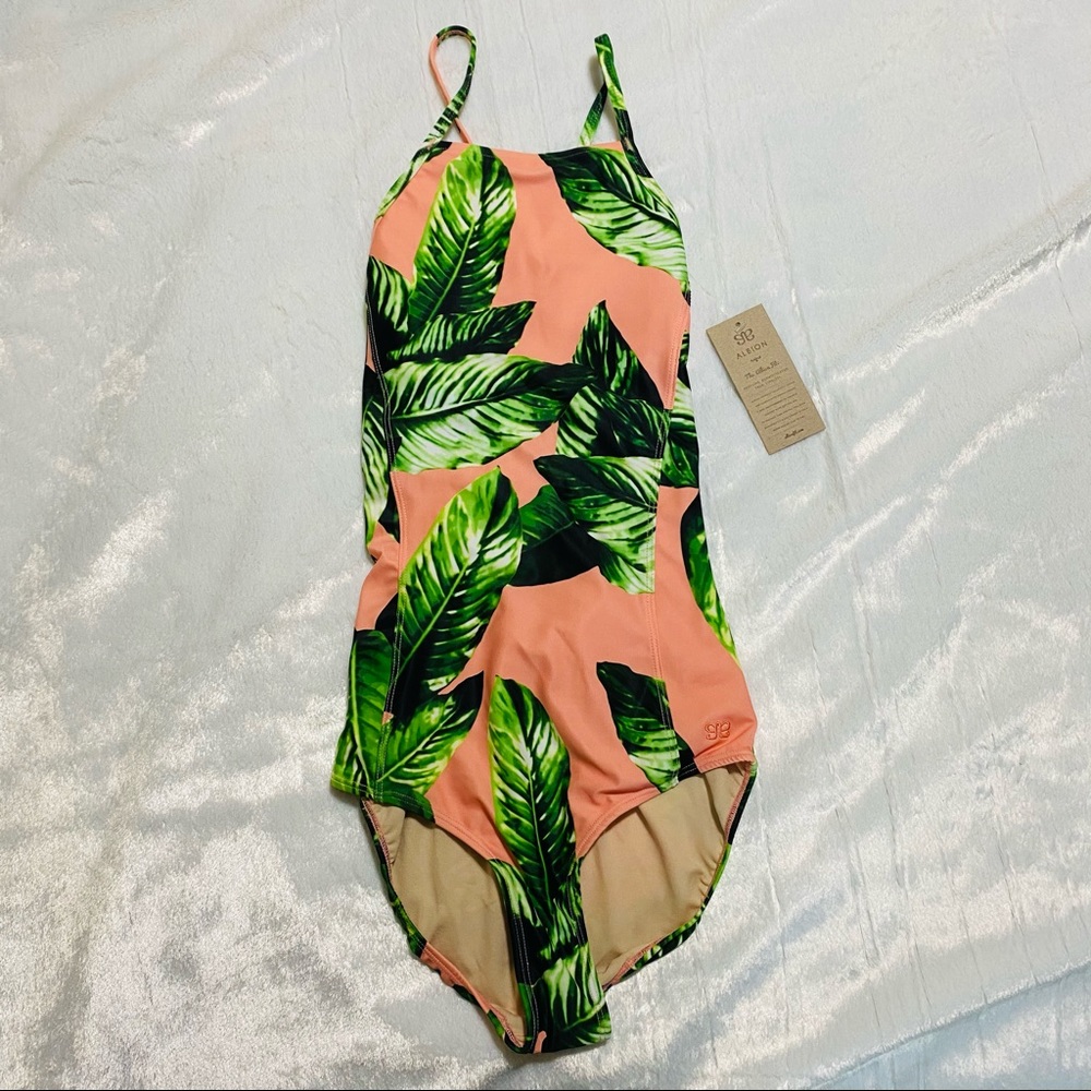 Albion Fit Wakiki One-Piece Palm Leaf Swimsuit XS